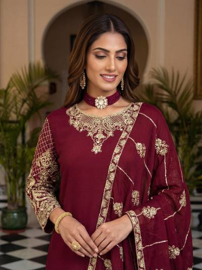 DVD ON5160 BY DVD DESIGNER CHINON SILK WITH EMBROIDERY SALWAR SUIT WHOLESALER IN INDIA